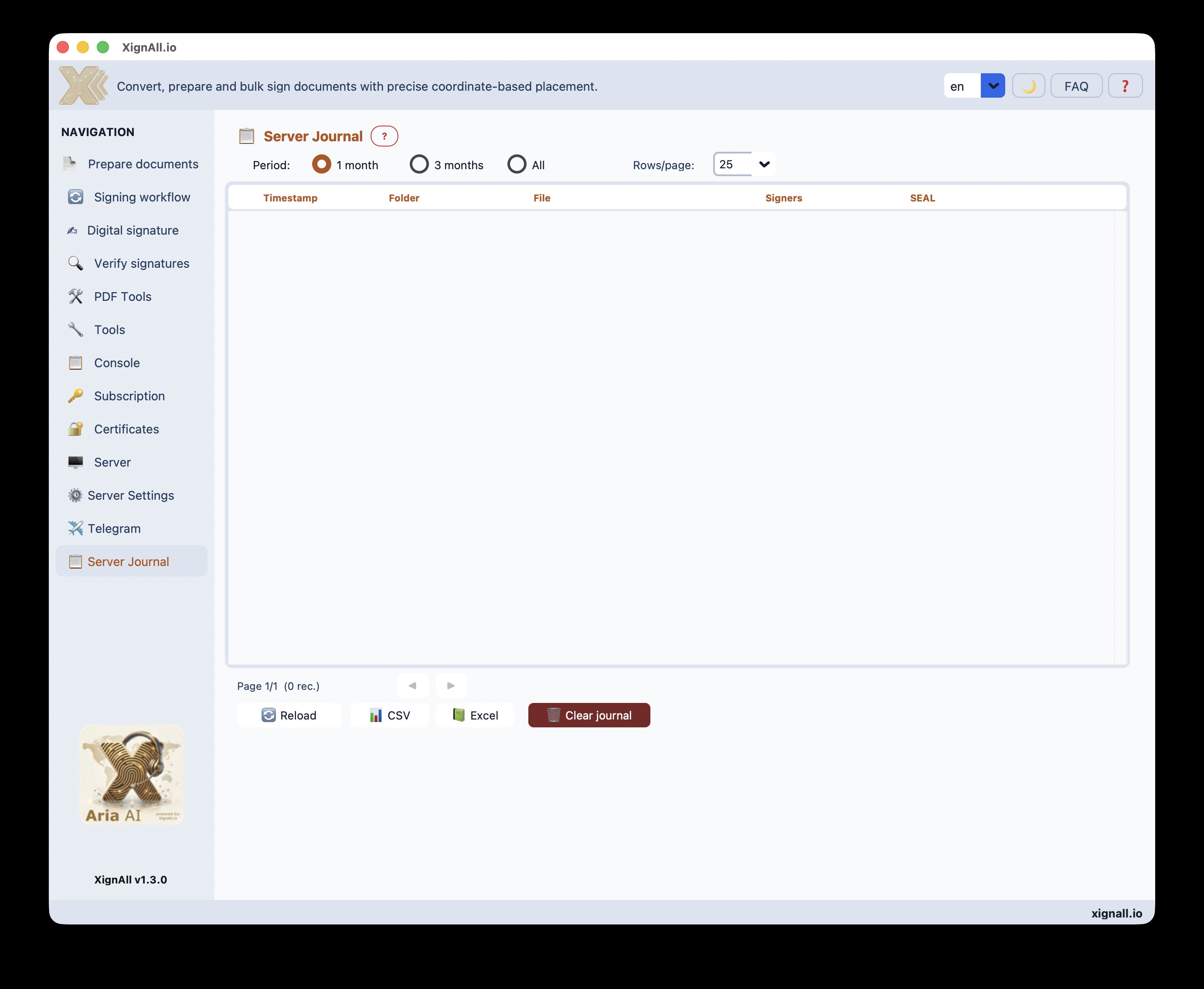 XignAll — Server Journal light