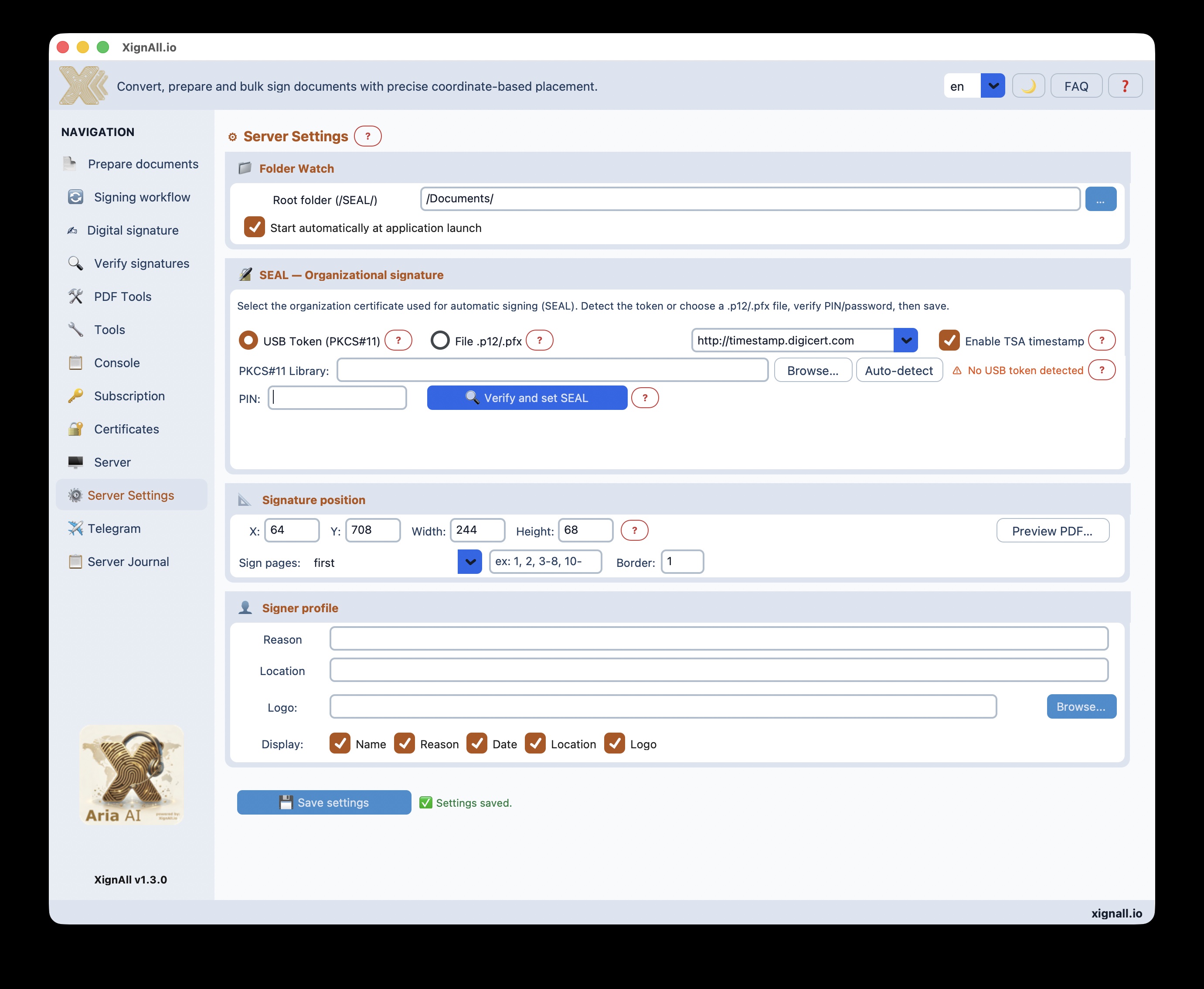 XignAll — Server Settings light