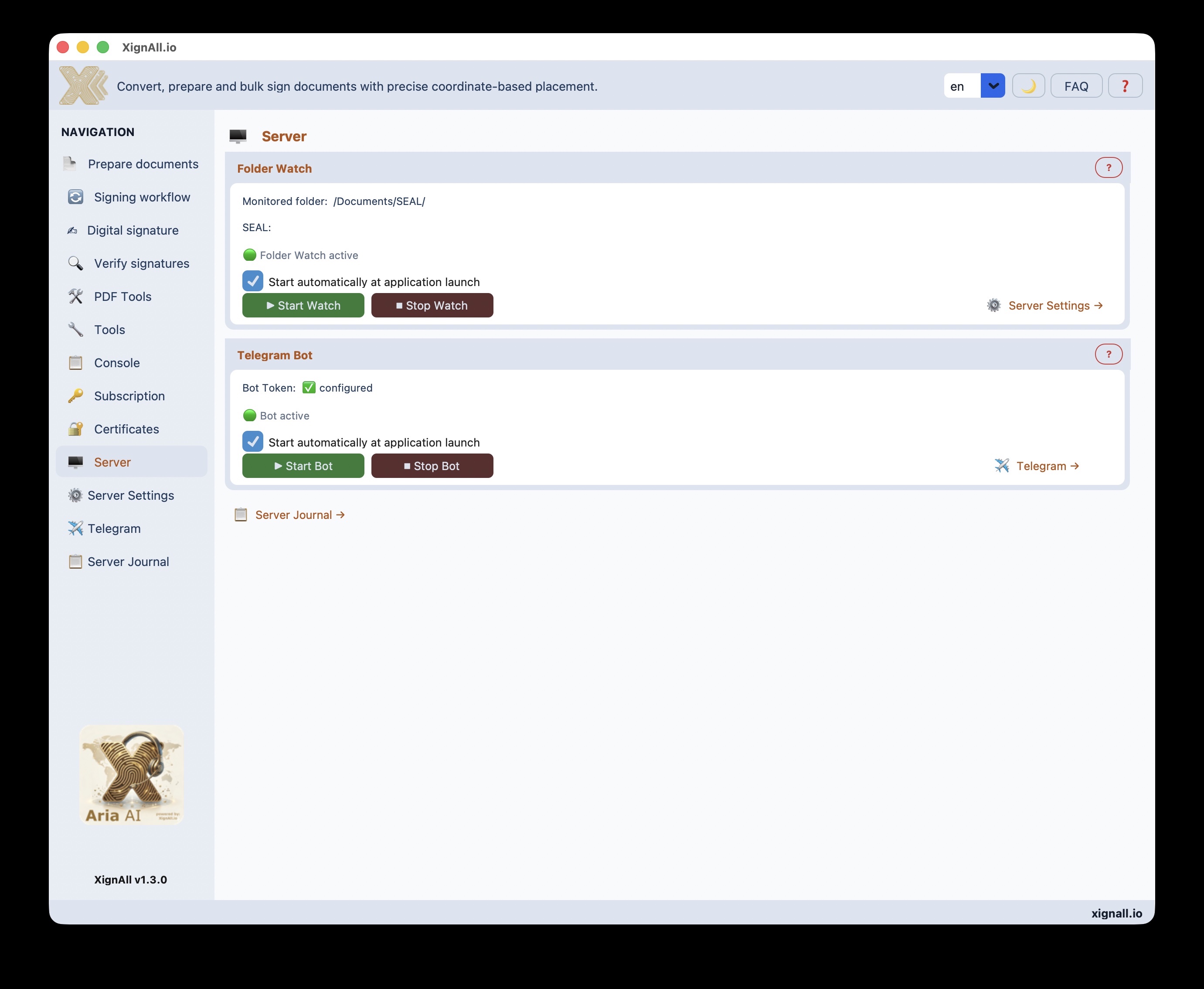 XignAll — Server light